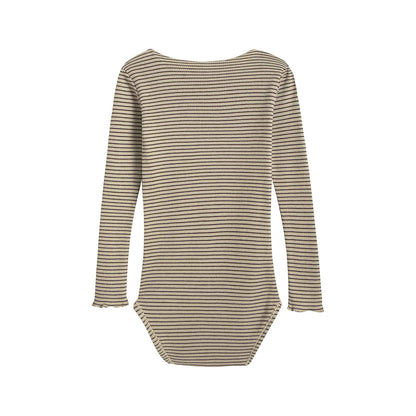 婴儿柠檬色条纹棉连体衣