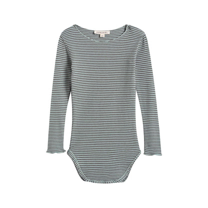 婴儿薄荷绿条纹棉连体衣