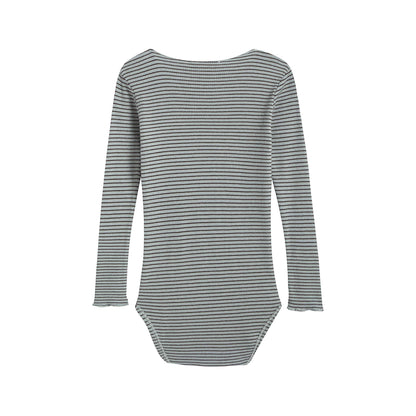 婴儿薄荷绿条纹棉连体衣
