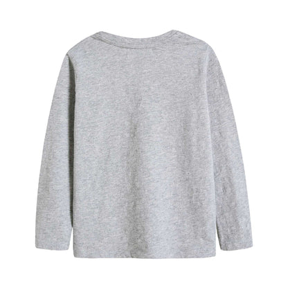 Girls Light Grey Cotton T-Shirt
