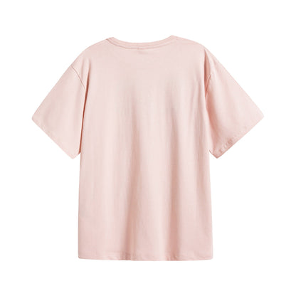 Girls Pink Printed Cotton T-Shirt