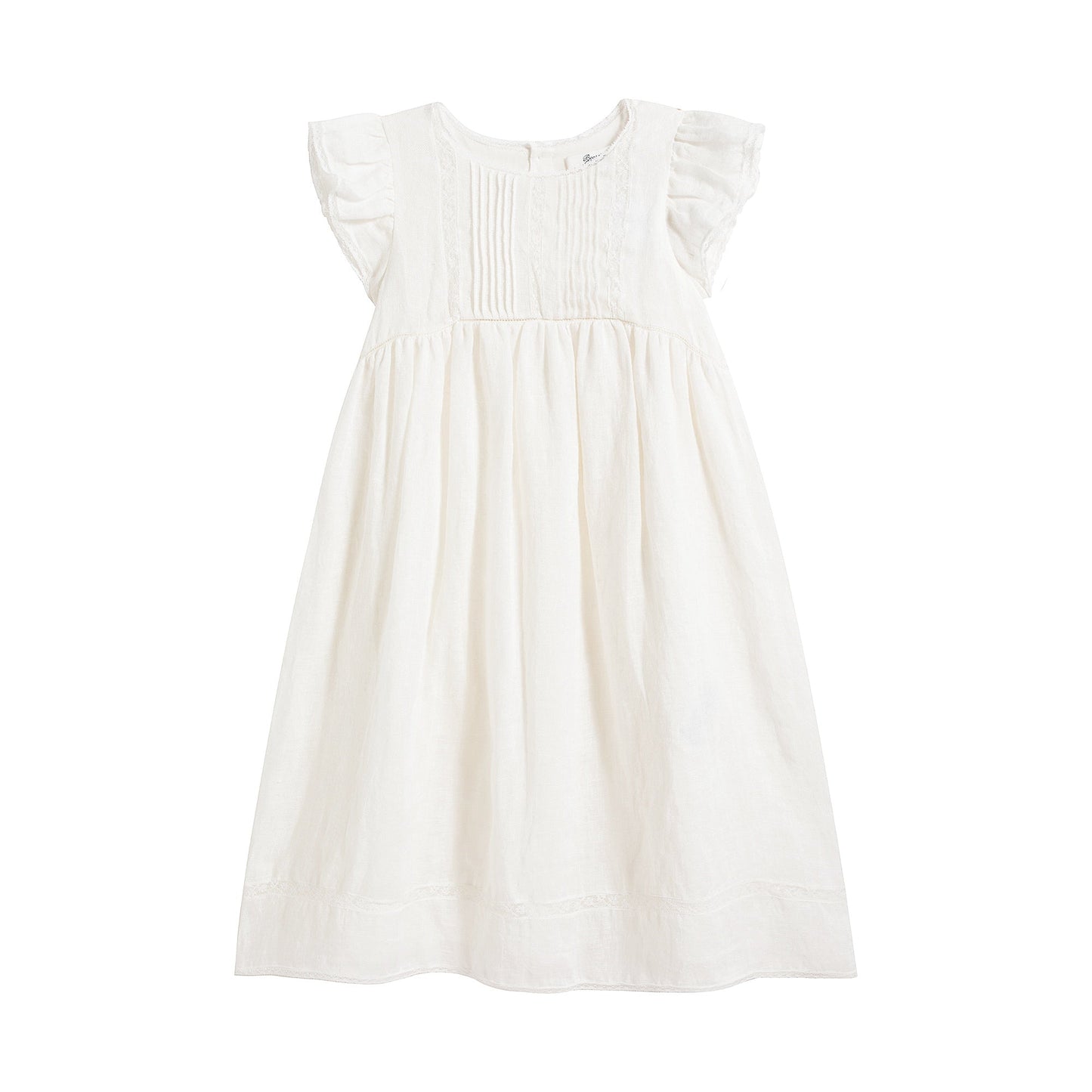 女童白色亚麻连衣裙