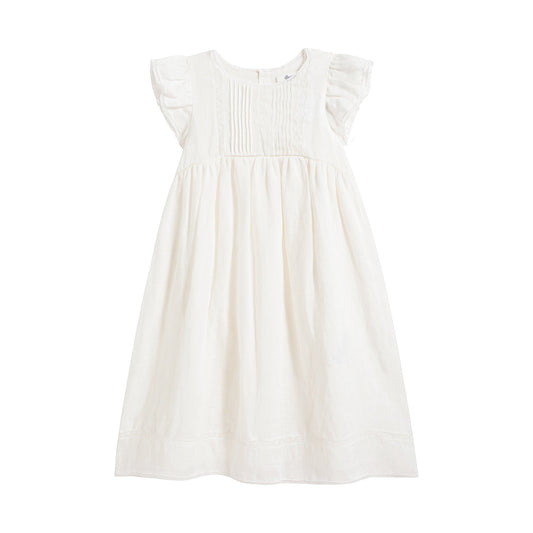 女童白色亚麻连衣裙