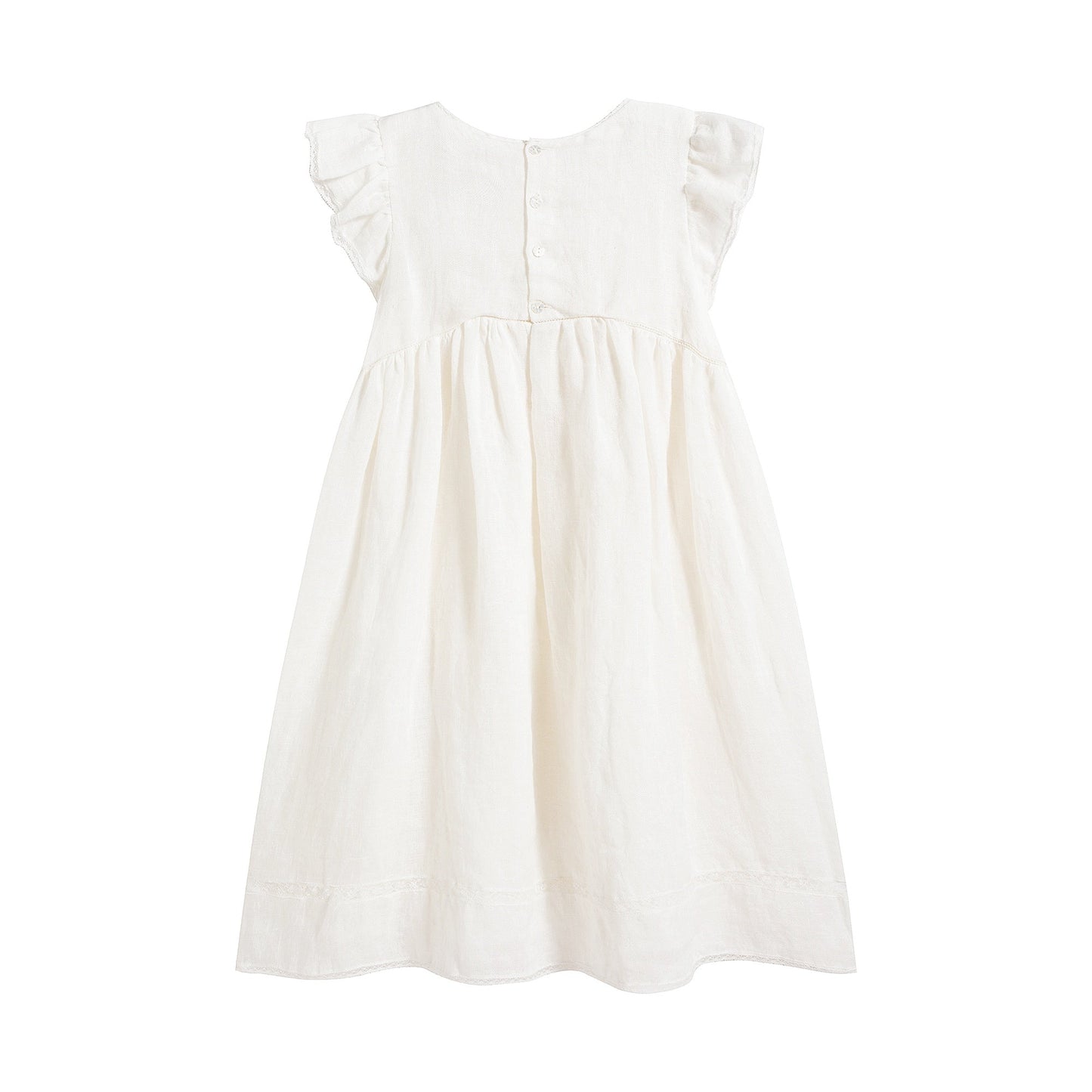 女童白色亚麻连衣裙