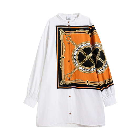 Girls White Painted Cotton Dress