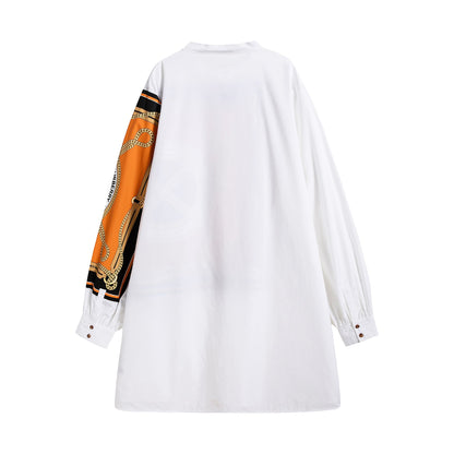 Girls White Painted Cotton Dress