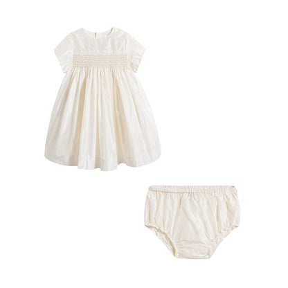 Baby Girls White Silk Dress