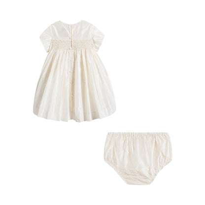 Baby Girls White Silk Dress