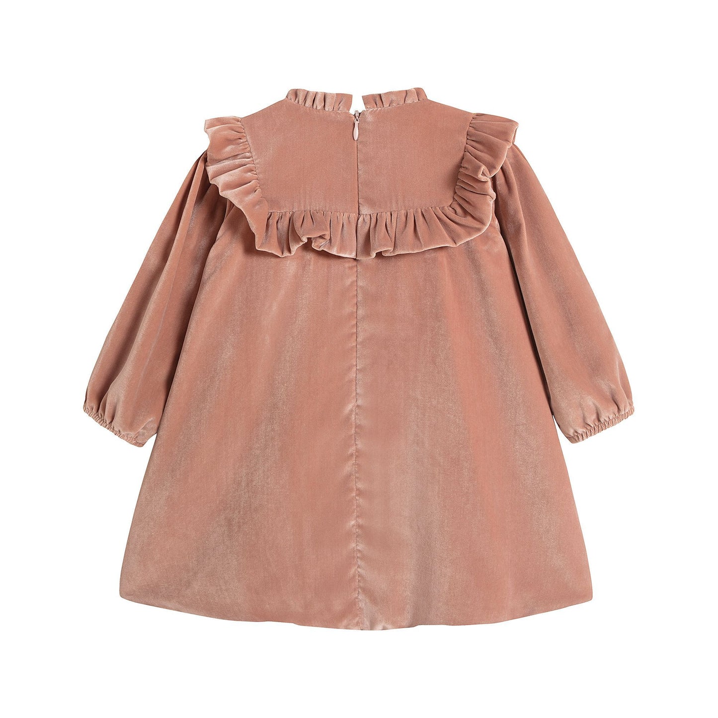 女婴粉色丝绒连衣裙