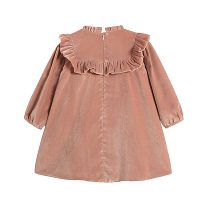 女婴粉色丝绒连衣裙