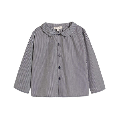 婴儿藏青色条纹棉衬衫