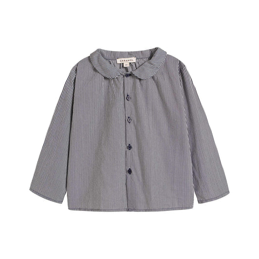 婴儿藏青色条纹棉衬衫