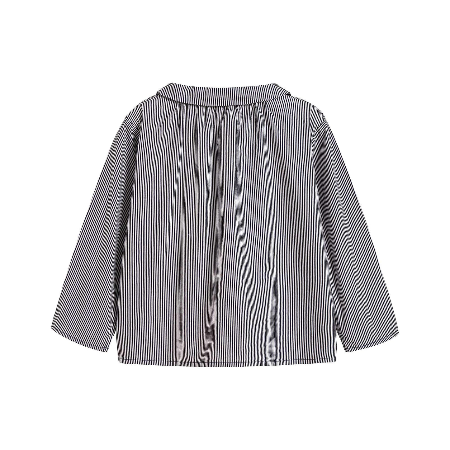 婴儿藏青色条纹棉衬衫