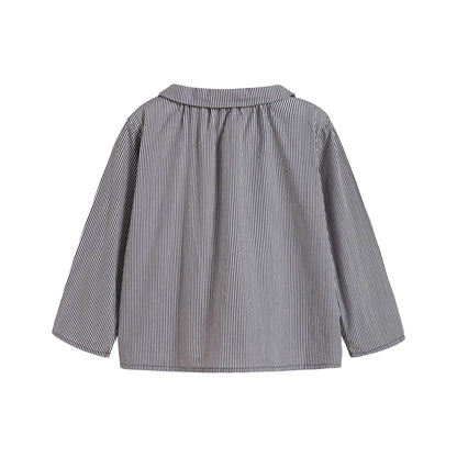 婴儿藏青色条纹棉衬衫