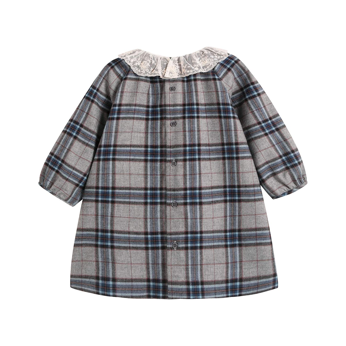 女婴浅灰色格子连衣裙