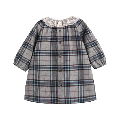 女婴浅灰色格子连衣裙