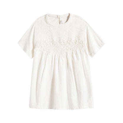 Girls White Cotton T-Shirt