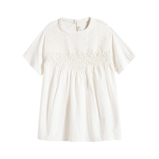 Girls White Cotton T-Shirt