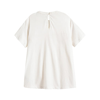 Girls White Cotton T-Shirt