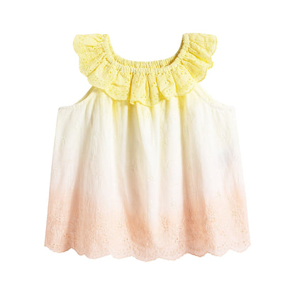 女童彩色荷叶边棉上衣