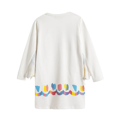 Girls White Butterfly Cotton Dress