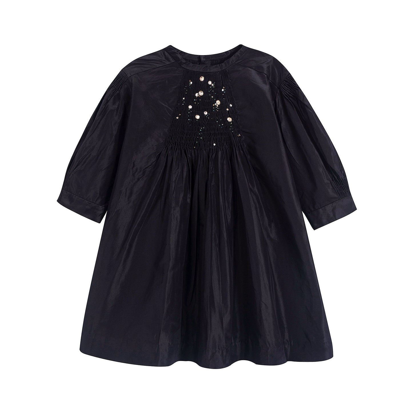 女童黑色真丝连衣裙