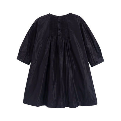 女童黑色真丝连衣裙