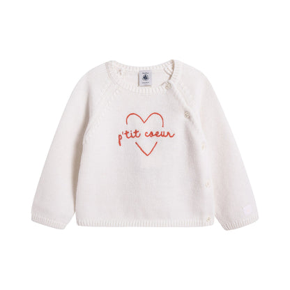 女婴白色Logo羊毛套装