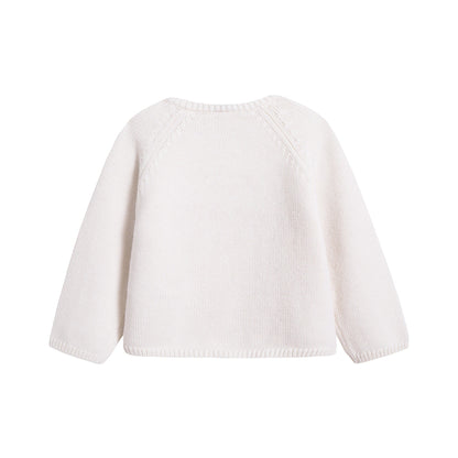 女婴白色Logo羊毛套装