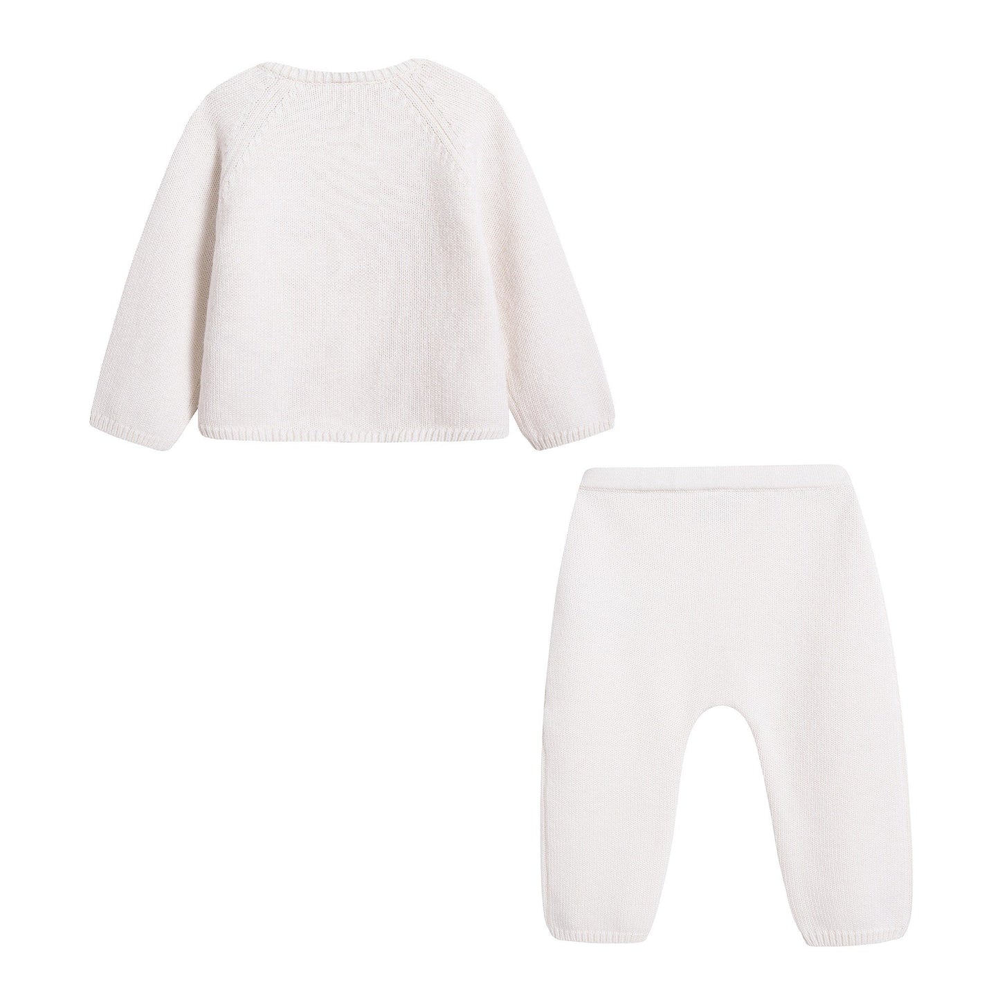 女婴白色Logo羊毛套装