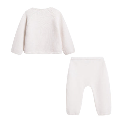女婴白色Logo羊毛套装