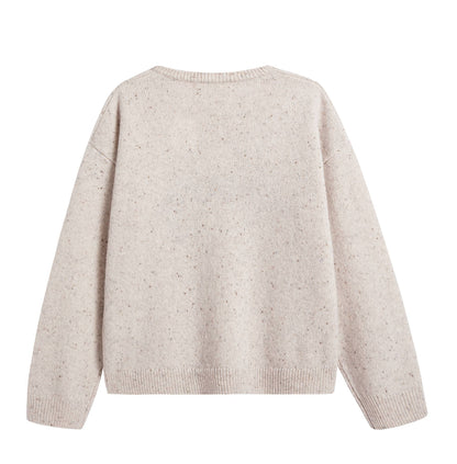 女童米色Logo羊毛毛衣