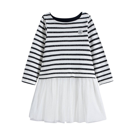 Girls White Stripe Dress