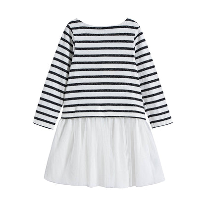 Girls White Stripe Dress