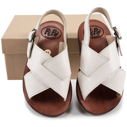 Girls White Leather sandals