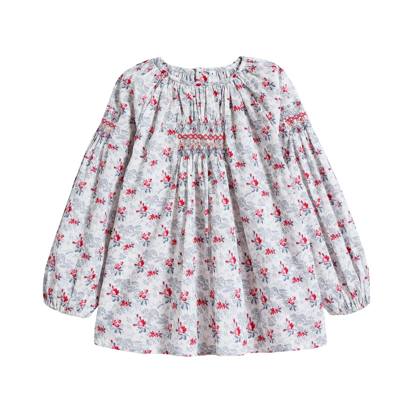 Girls White Floral Cotton Top