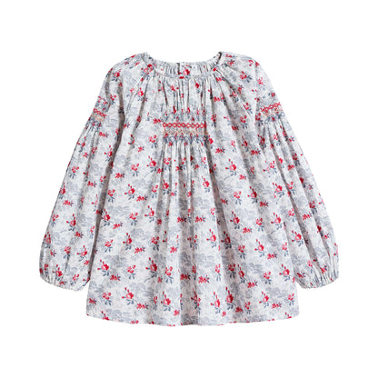 Girls White Floral Cotton Top