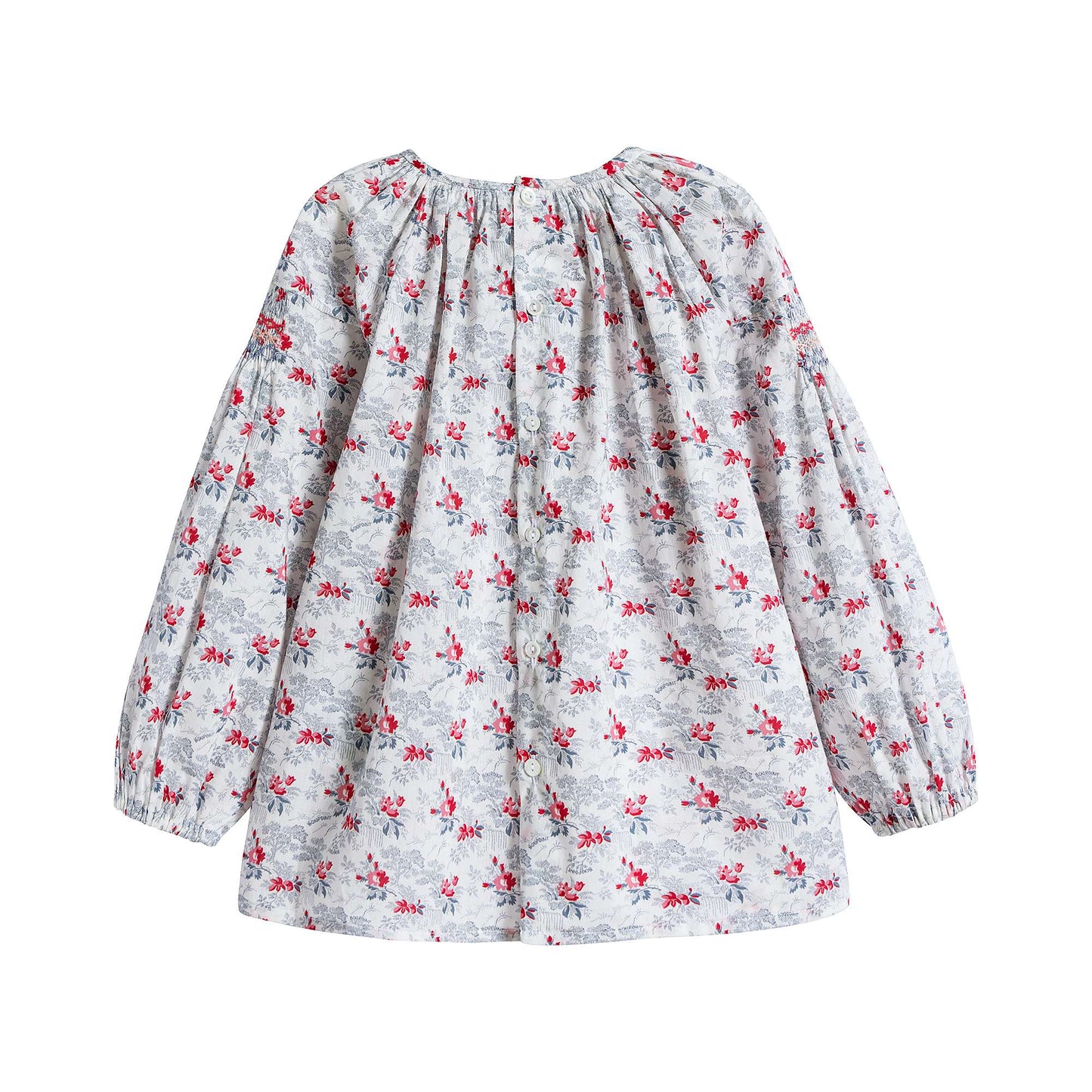 Girls White Floral Cotton Top