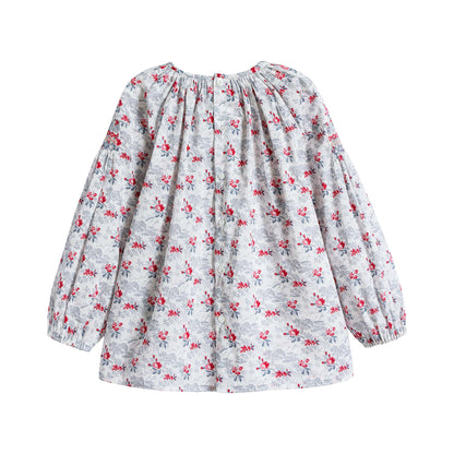 Girls White Floral Cotton Top