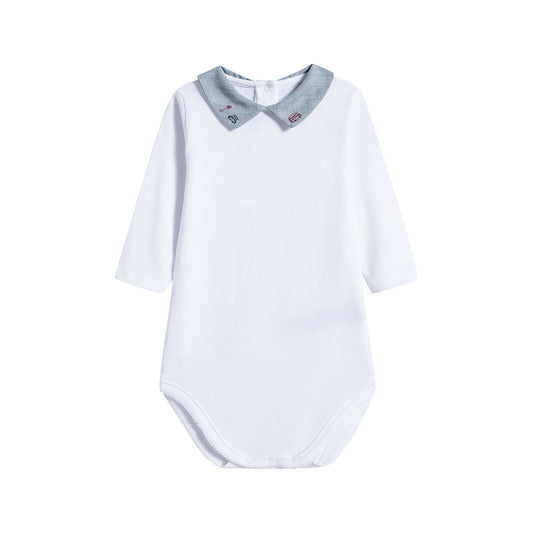 Baby Boys & Girls White Cotton Babysuit