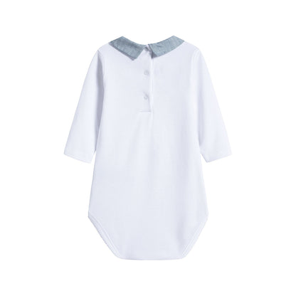 Baby Boys & Girls White Cotton Babysuit