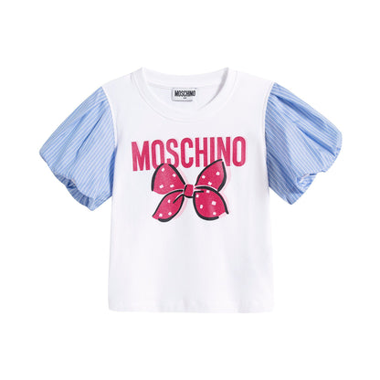 女童白色Logo棉T恤