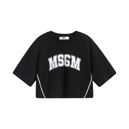 女童黑色Logo棉T恤