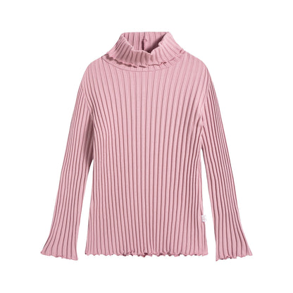 女童粉色棉高领衫
