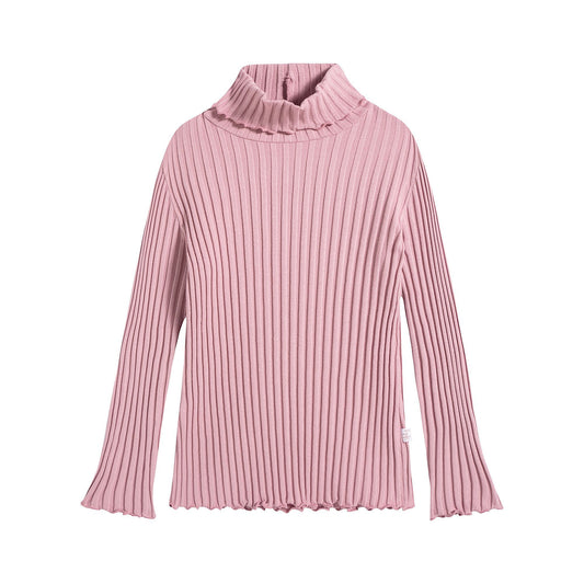 女童粉色棉高领衫
