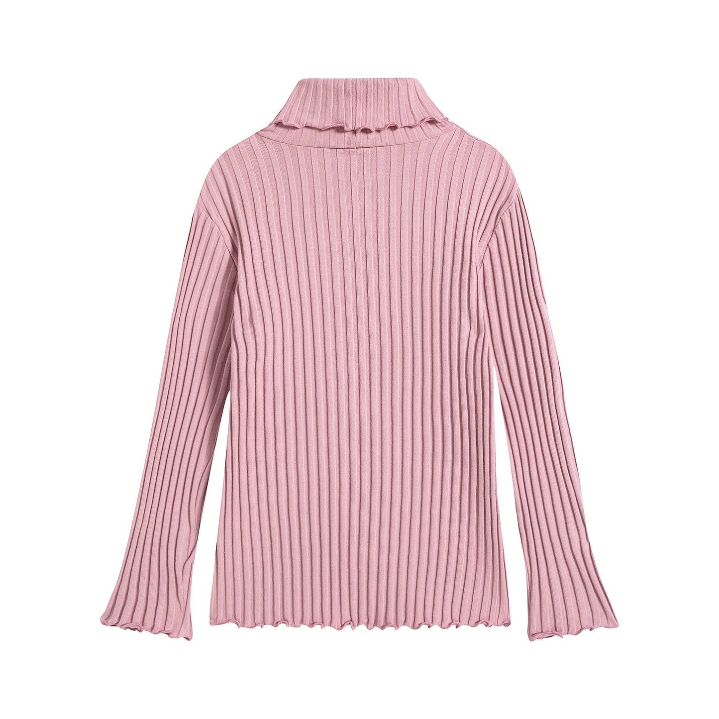 女童粉色棉高领衫