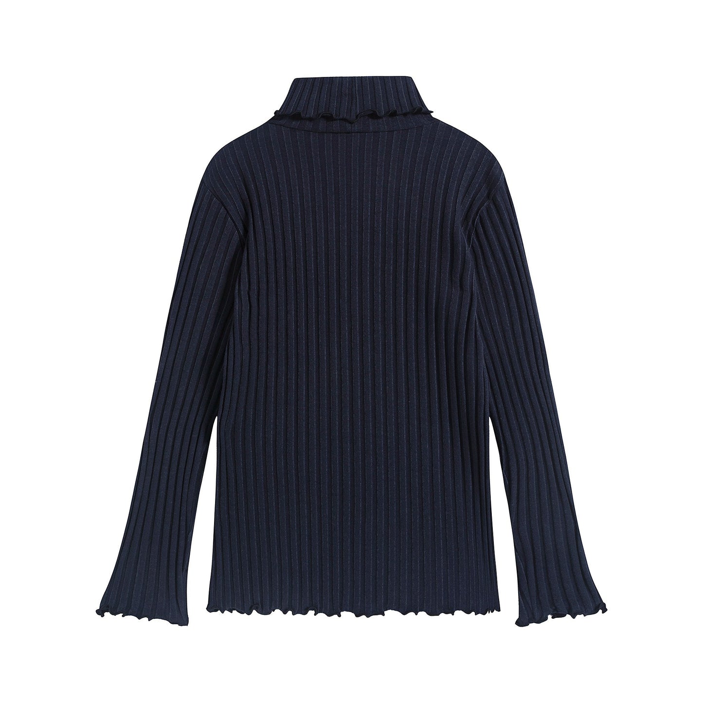 女童蓝色棉高领衫