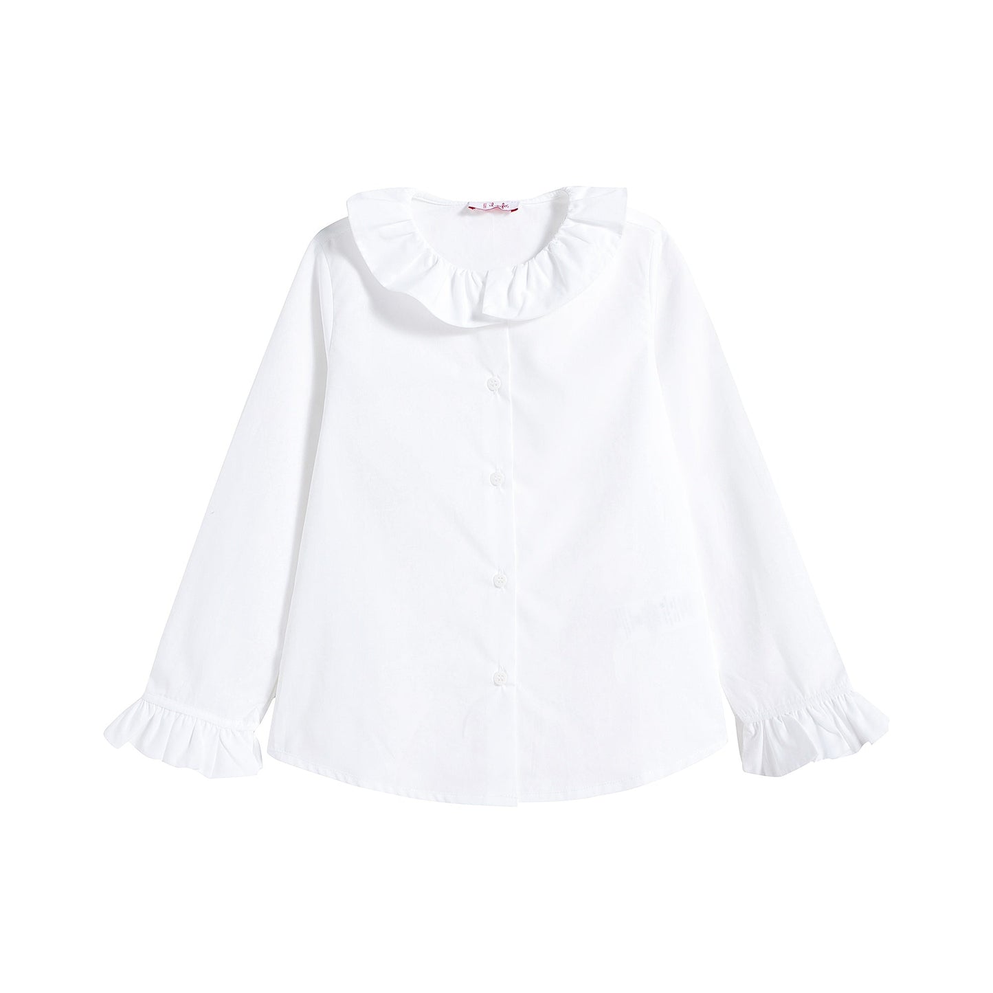 Girls White Ruffle Shirt