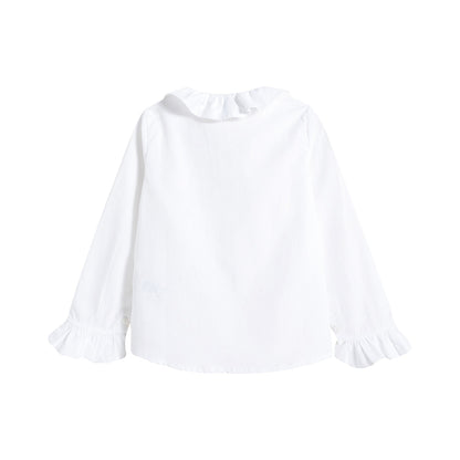 Girls White Ruffle Shirt