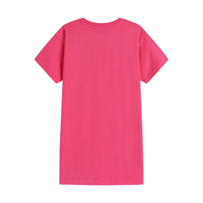 女童粉色棉连衣裙